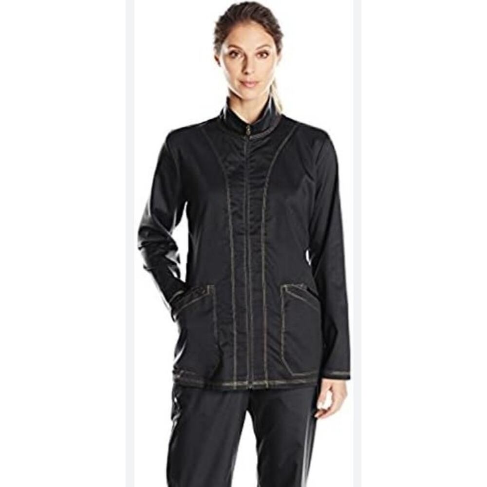 Dickies Women Jacket Sz XL Black Full Zip Pockets Casual Lightweight Workwear‎